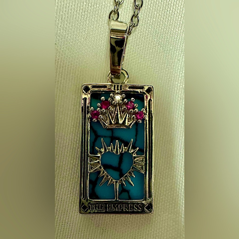 Stainless Steel Tarot Card “The Empress” 18” chains included.